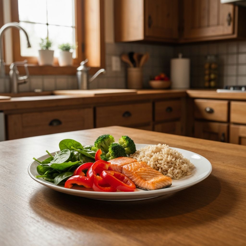 Balanced meal with variety of foods